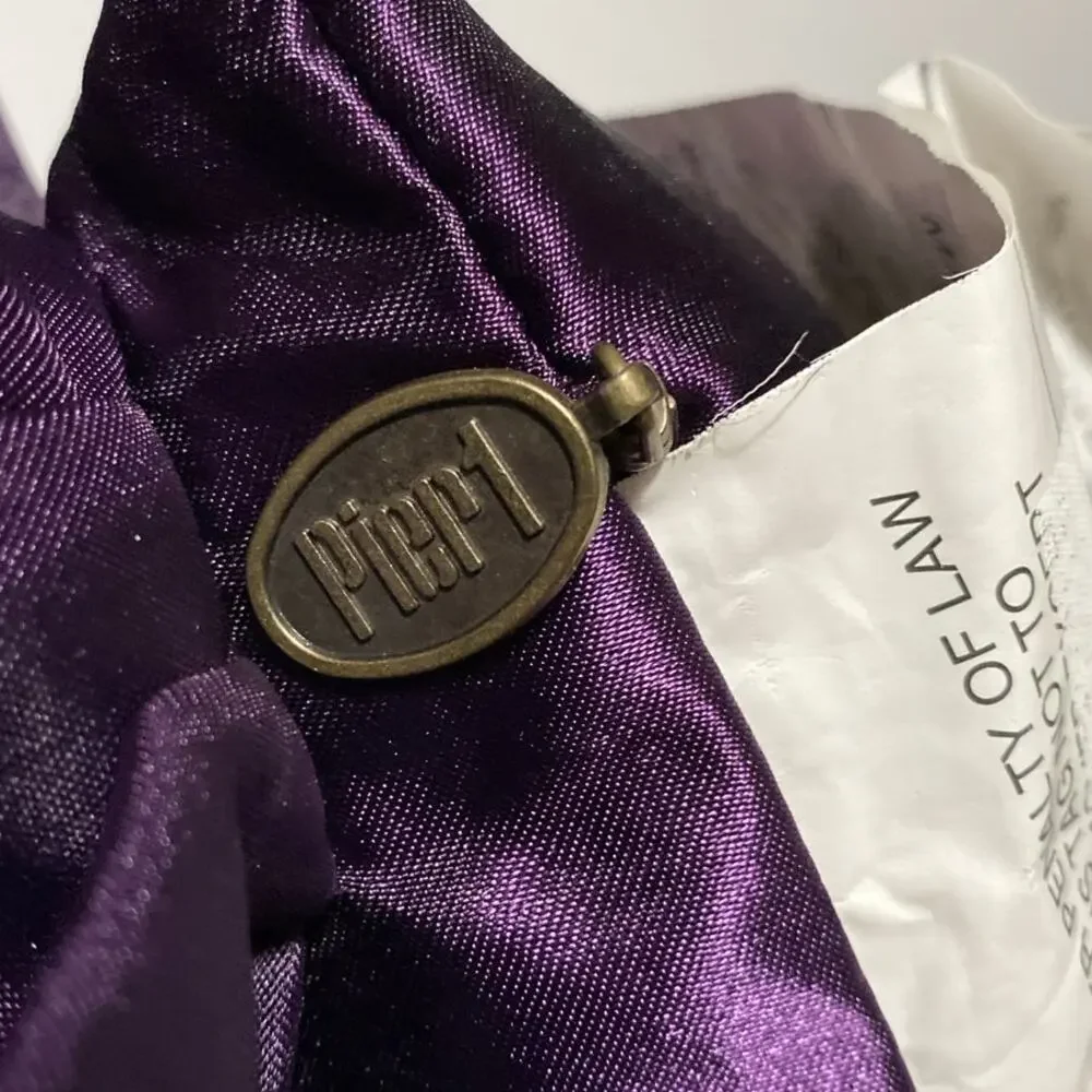 Vintage Pier 1 Flounce Purple Ruffle Pillow Satin 18 x 18 inch Ruffles Square